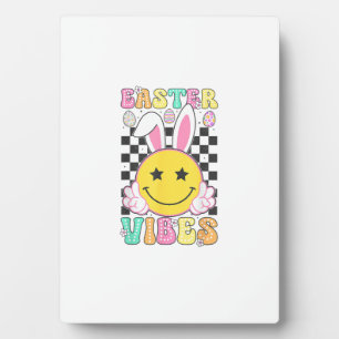 Groovy Easter Vibes Bunny Easter Day Smile Face Gi Plaque