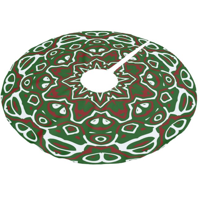 Groovy Eclectic Ornate Christmas Mandala Pattern Brushed Polyester Tree Skirt (Angled)