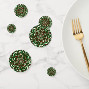 Groovy Eclectic Ornate Christmas Mandala Pattern Confetti
