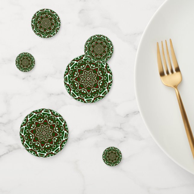 Groovy Eclectic Ornate Christmas Mandala Pattern Confetti (Group)