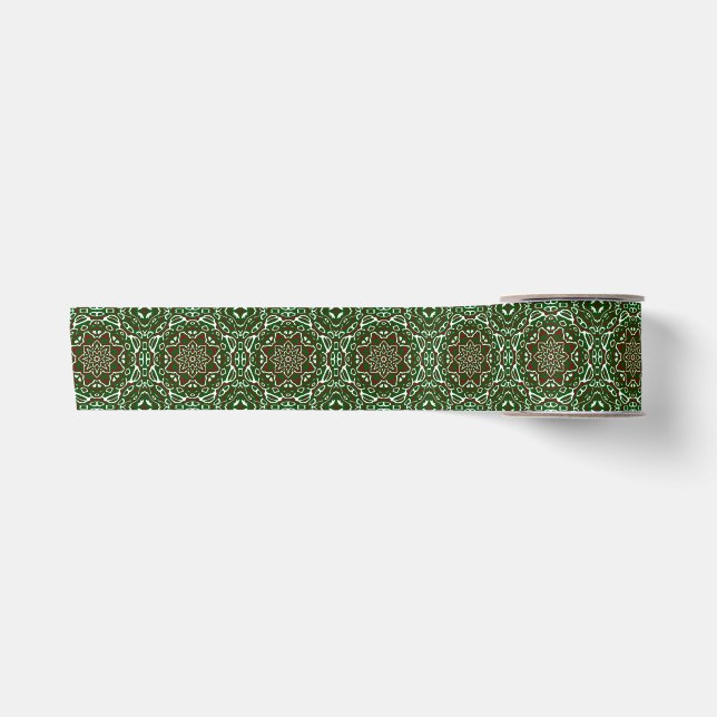 Groovy Eclectic Ornate Christmas Mandala Pattern Satin Ribbon (Front)