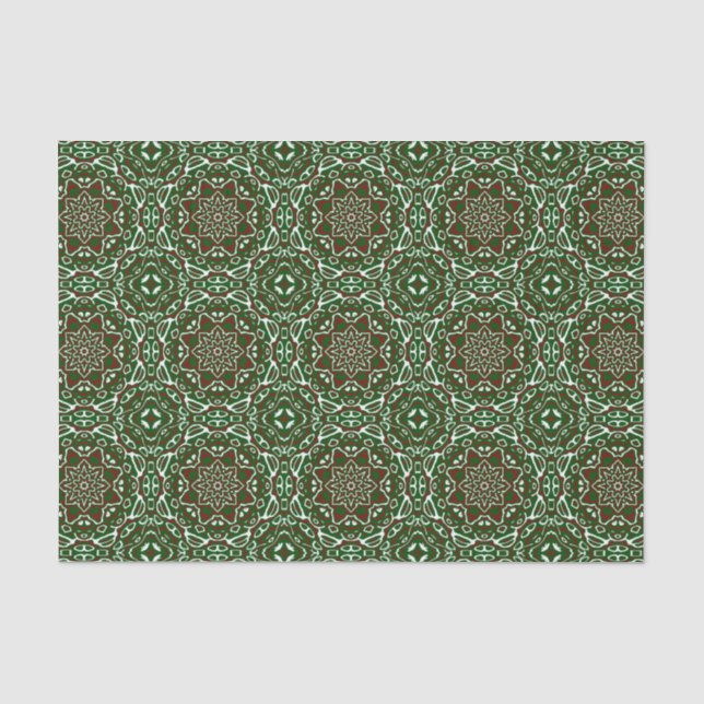 Groovy Eclectic Ornate Christmas Mandala Pattern Tissue Paper (Front)
