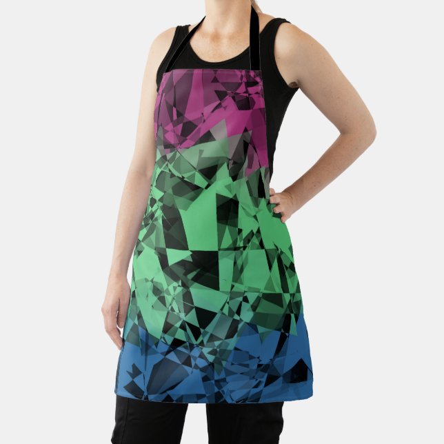 Groovy Eclectic Retro Trippy Polysexual Pride Flag Apron (Insitu)