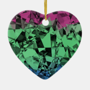 Groovy Eclectic Retro Trippy Polysexual Pride Flag Ceramic Ornament