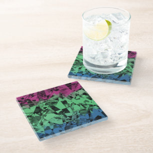 Groovy Eclectic Retro Trippy Polysexual Pride Flag Glass Coaster