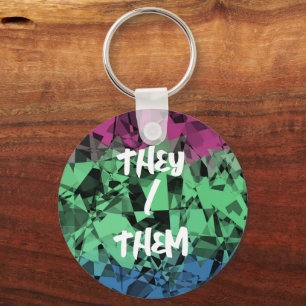 Groovy Eclectic Retro Trippy Polysexual Pride Flag Keychain