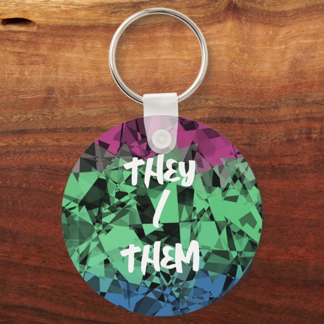 Groovy Eclectic Retro Trippy Polysexual Pride Flag Keychain (Front)