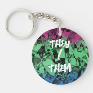 Groovy Eclectic Retro Trippy Polysexual Pride Flag Keychain