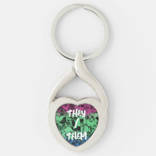 Groovy Eclectic Retro Trippy Polysexual Pride Flag Keychain