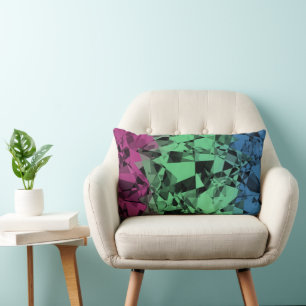 Groovy Eclectic Retro Trippy Polysexual Pride Flag Lumbar Pillow