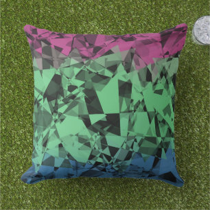Groovy Eclectic Retro Trippy Polysexual Pride Flag Outdoor Pillow