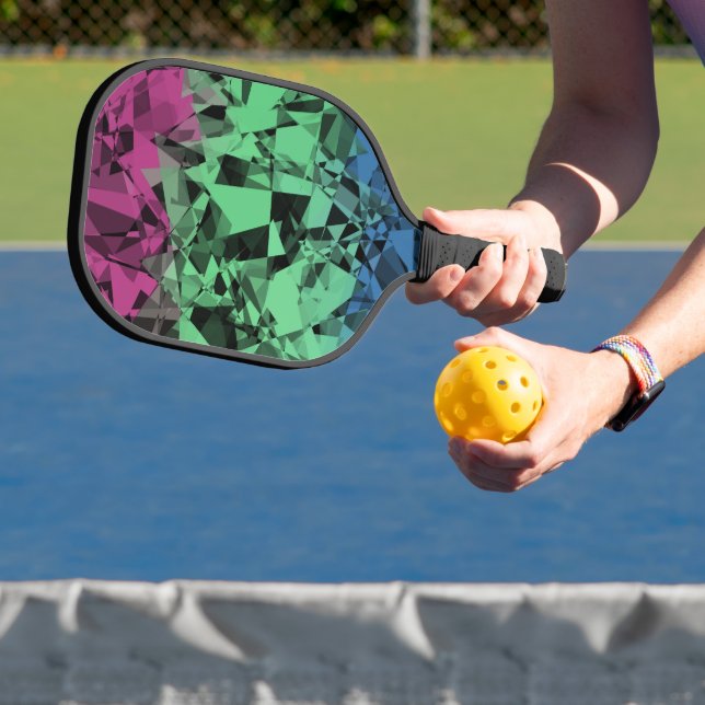 Groovy Eclectic Retro Trippy Polysexual Pride Flag Pickleball Paddle (Insitu)