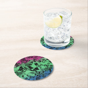 Groovy Eclectic Retro Trippy Polysexual Pride Flag Round Paper Coaster