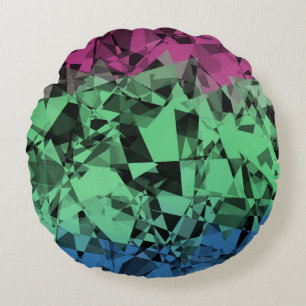 Groovy Eclectic Retro Trippy Polysexual Pride Flag Round Pillow