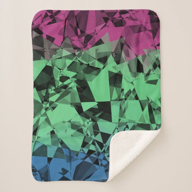 Groovy Eclectic Retro Trippy Polysexual Pride Flag Sherpa Blanket (Front)