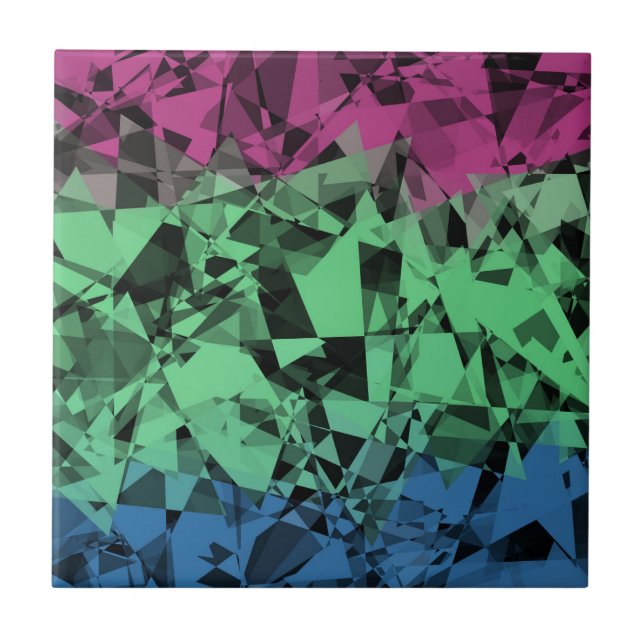 Groovy Eclectic Retro Trippy Polysexual Pride Flag Tile (Front)