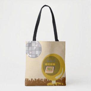 Groovy Eight Track Days Retro Music Illustration Tote Bag