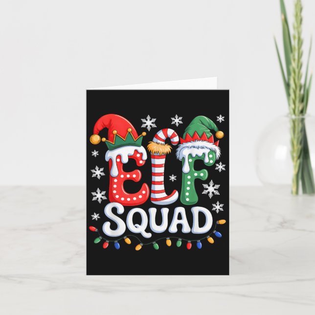 Groovy Elf Squad Elf Family Christmas Matching Paj Card (Front)