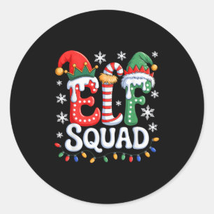 Groovy Elf Squad Elf Family Christmas Matching Paj Classic Round Sticker
