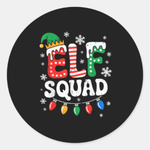 Groovy Elf Squad Elf Family Christmas Matching Paj Classic Round Sticker