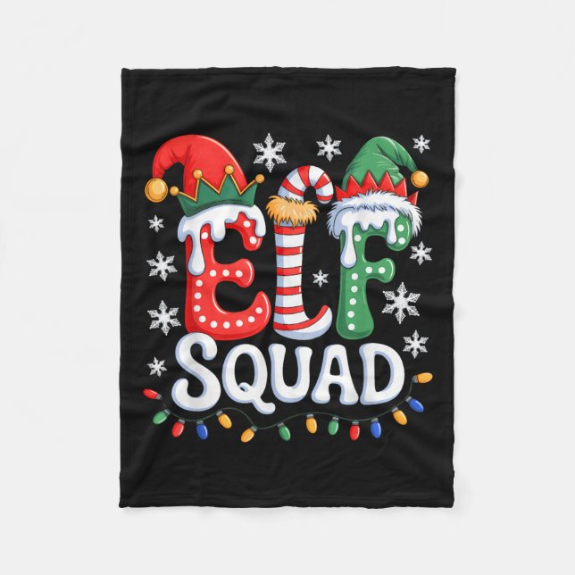 Groovy Elf Squad Elf Family Christmas Matching Paj Fleece Blanket (Front)