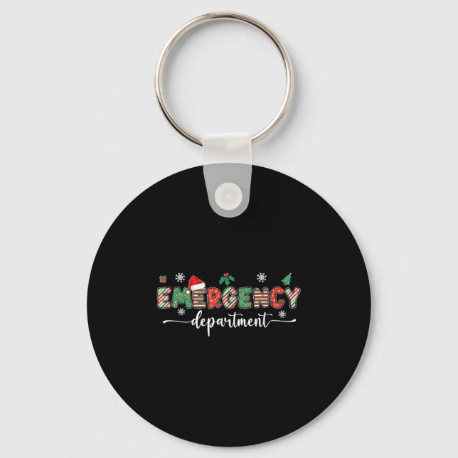 Groovy Emergency Department Christmas Santa Er Cre Keychain (Front)