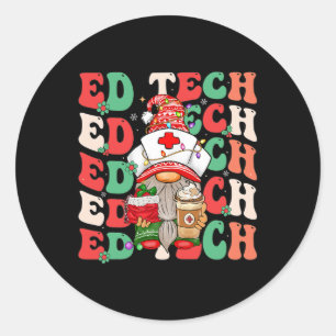 Groovy Emergency Room Nurse Christmas Gnome Ed Tec Classic Round Sticker