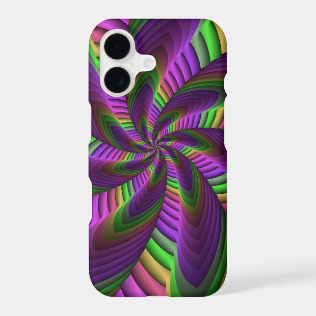Groovy Energetic Colourful Neon Fractal Pattern (Back)