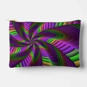 Groovy Energetic Colourful Neon Fractal Pattern Accessory Pouch