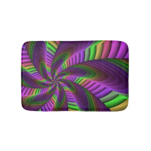 Groovy Energetic Colourful Neon Fractal Pattern Bath Mat