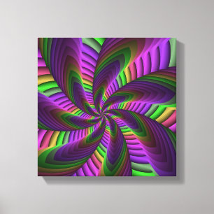 Groovy Energetic Colourful Neon Fractal Pattern Canvas Print
