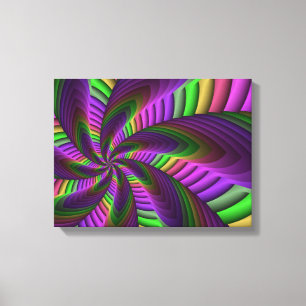 Groovy Energetic Colourful Neon Fractal Pattern Canvas Print