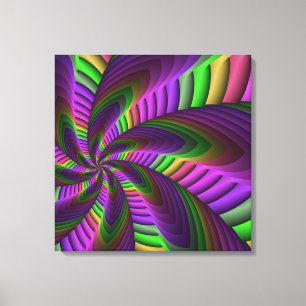 Groovy Energetic Colourful Neon Fractal Pattern Canvas Print