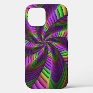 Groovy Energetic Colourful Neon Fractal Pattern iPhone 12 Case