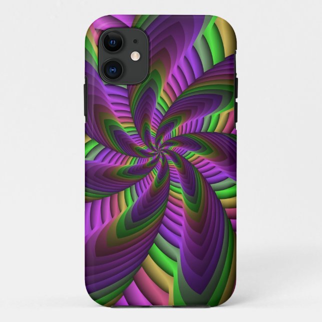 Groovy Energetic Colourful Neon Fractal Pattern Case-Mate iPhone Case (Back)