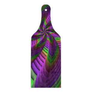Groovy Energetic Colourful Neon Fractal Pattern Cutting Board