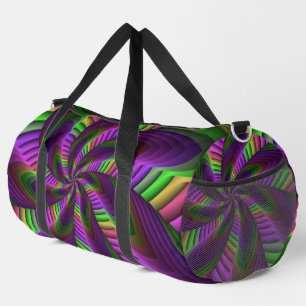 Groovy Energetic Colourful Neon Fractal Pattern Duffle Bag