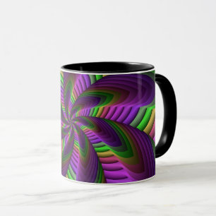 Groovy Energetic Colourful Neon Fractal Pattern Mug