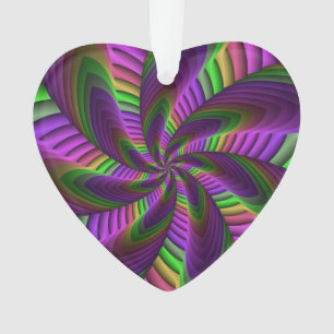 Groovy Energetic Colourful Neon Fractal Pattern Ornament