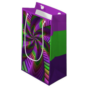 Groovy Energetic Colourful Neon Fractal Pattern Small Gift Bag