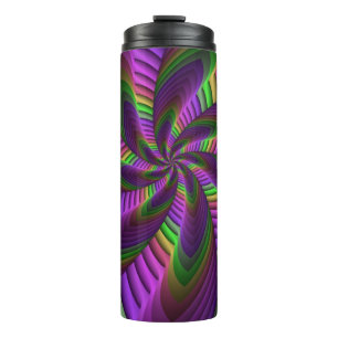 Groovy Energetic Colourful Neon Fractal Pattern Thermal Tumbler
