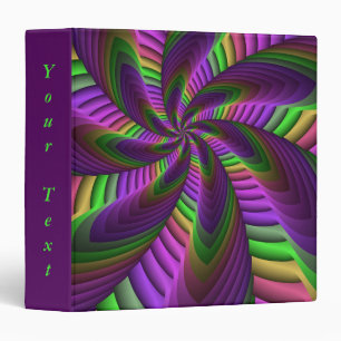 Groovy Energetic Neon Colours Fractal Pattern Text Binder
