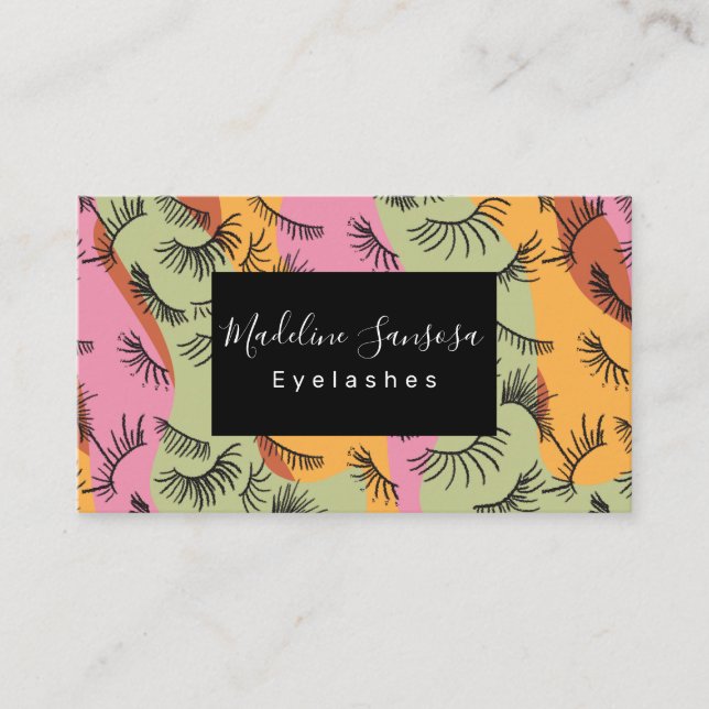 Groovy Eyelash  Salon Technician Business Card (Front)