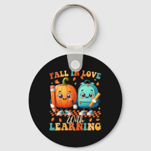 Groovy Fall In Love With Learning Thanksgiving Aut Keychain