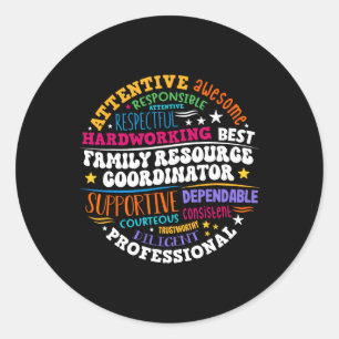 Groovy Family Resource Coordinator Appreciation  Classic Round Sticker