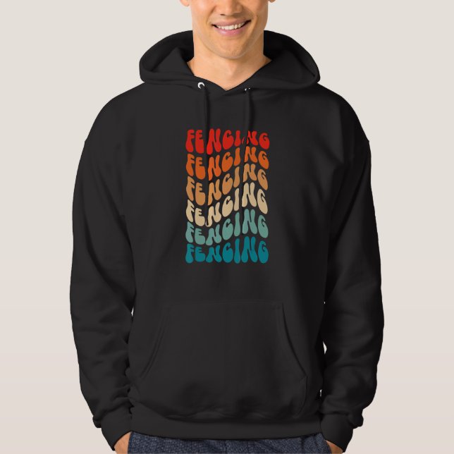 Groovy Fencing For Girl Women Retro 70s Hippie Boh Hoodie (Front)