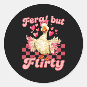 Groovy Feral-but-flirty Silly Goose Valentine Duck Classic Round Sticker
