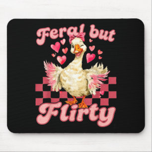 Groovy Feral-but-flirty Silly Goose Valentine Duck Mouse Pad