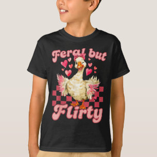 Groovy Feral-but-flirty Silly Goose Valentine Duck T-Shirt