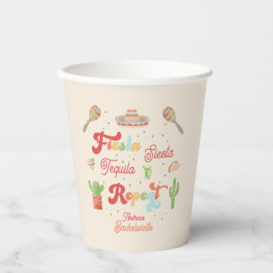 Groovy Fiesta Siesta Tequila Repeat Bachelorette Paper Cups